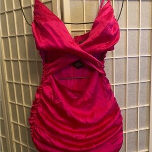 Vibrant Pink Ruched Dress